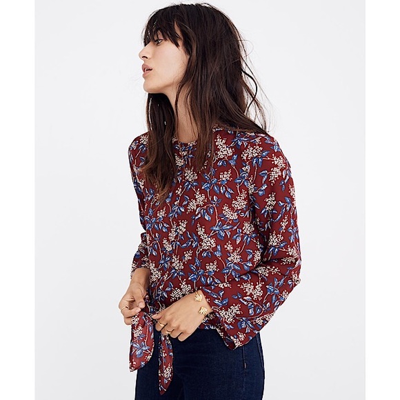 Madewell Bell Sleeve Front-Tie Top - Picture 3 of 14